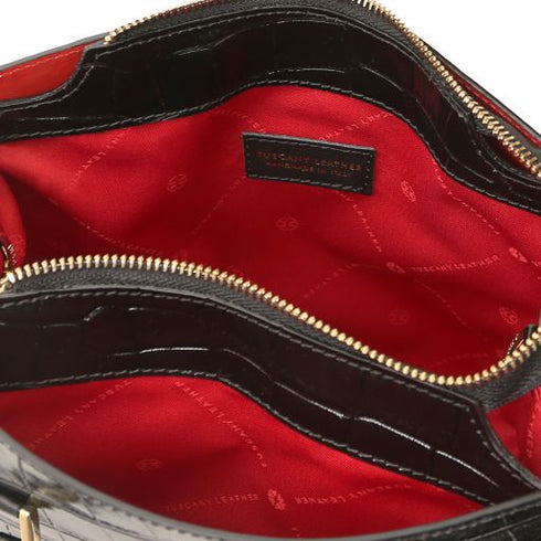 Croque - Croc print leather handbag